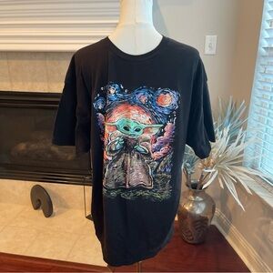 Star Wars Black T-Shirt with baby Yoda Colorful Graphic